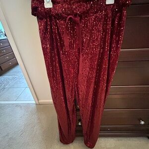 Sparkling Red Sequin Pants